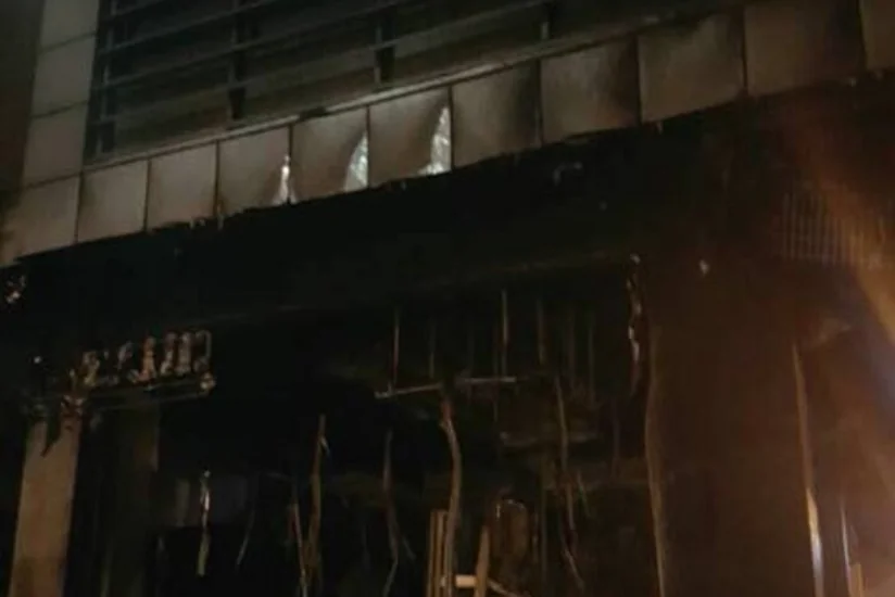 Rusiya bankının Ukraynadakı şöbəsində yanğın olub - VİDEO