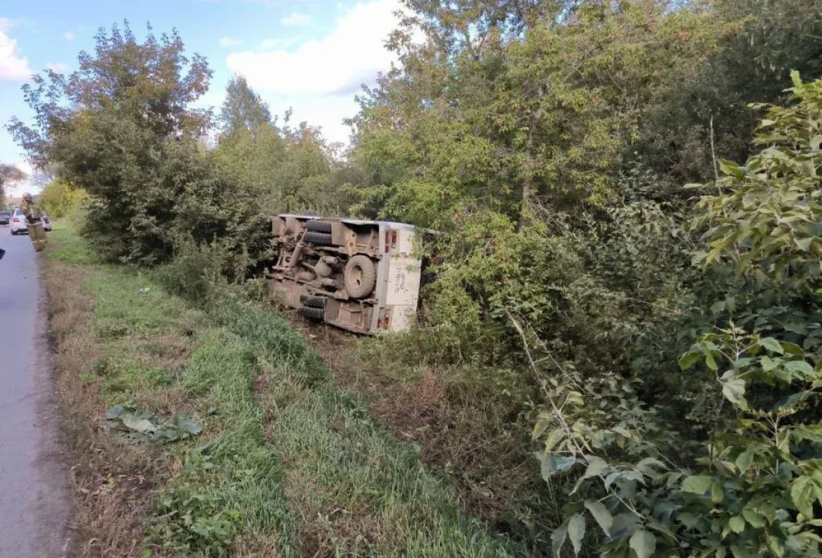 В Омской области при опрокидывании автобуса в кювет пострадали восемь человек