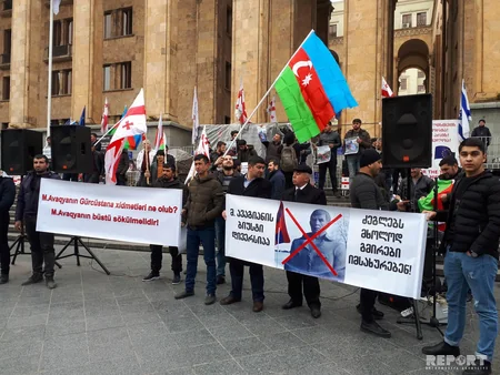 С совместной акции протеста азербайджанцев и грузин против установления бюста армянскому террористу - ФОТОРЕПОРТАЖ