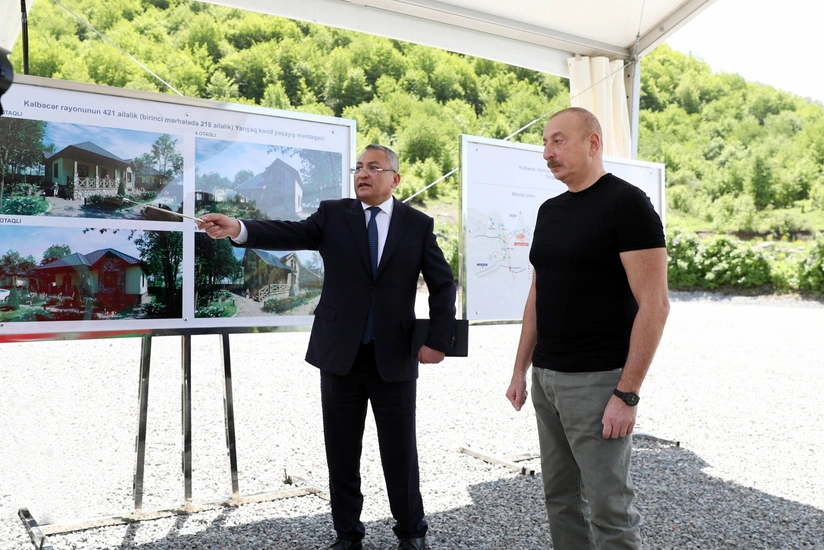 Ilham Aliyev lays foundation stone for village of Yanshag of Kalbajar district