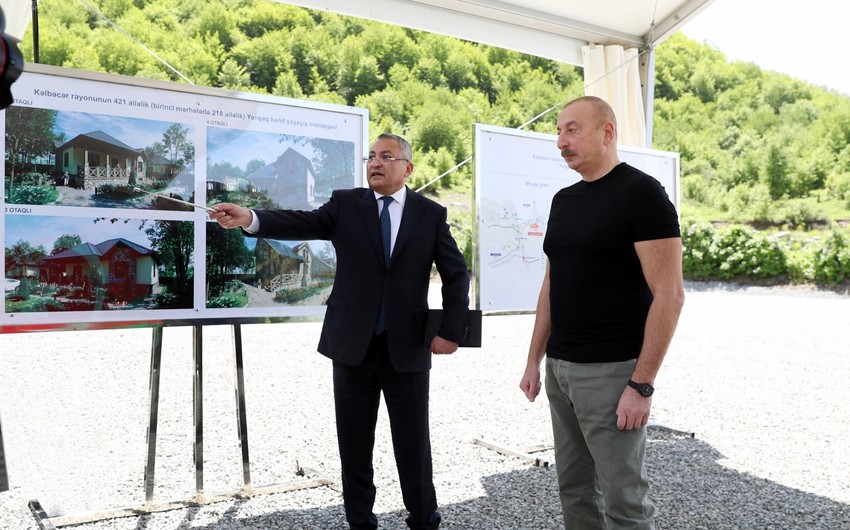 Ilham Aliyev lays foundation stone for village of Yanshag of Kalbajar district