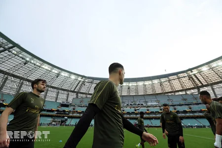 Arsenal UEFA Avropa Liqasının final oyunundan əvvəl Bakı Olimpiya Stadionunda məşqə çıxıb - FOTOREPORTAJ