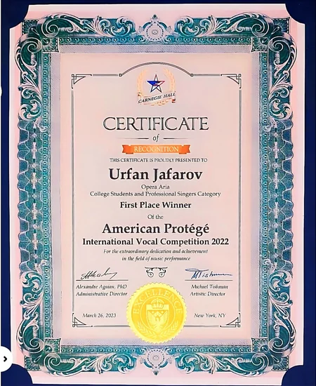 Azərbaycanın opera ifaçısı Nyu-Yorkda keçirilən müsabiqədə qızıl medal qazanıb