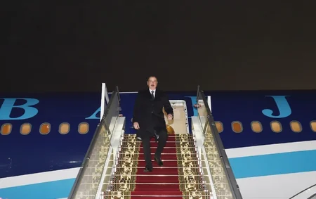 President Ilham Aliyev arrives in Belarus