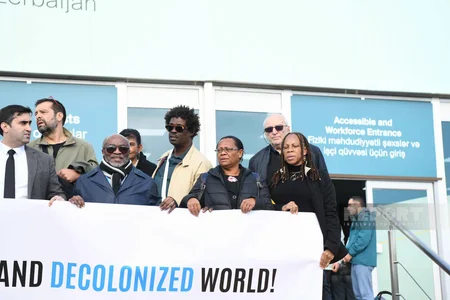 Protest action against Dutch and French colonialism held at COP29 venue