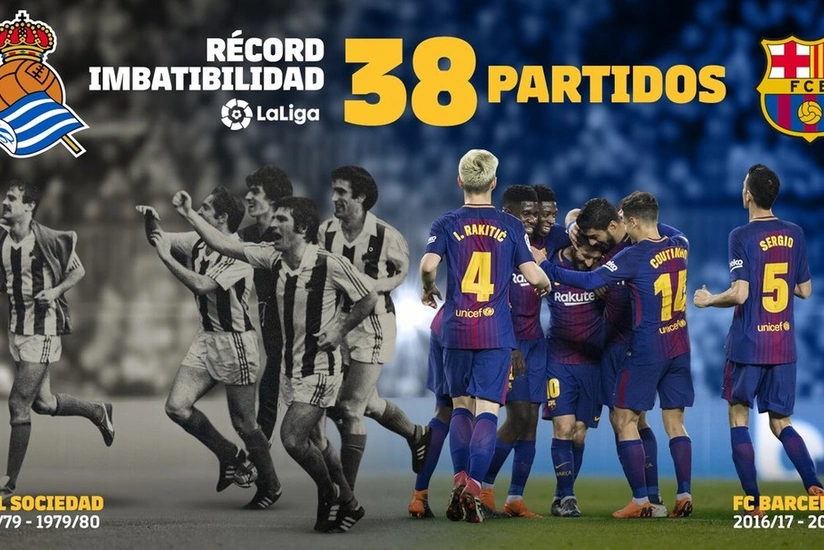 BarselonaReal Sosyedadın 38 oyunluq məğlubiyyətsizlik seriyasını təkrarlayıb