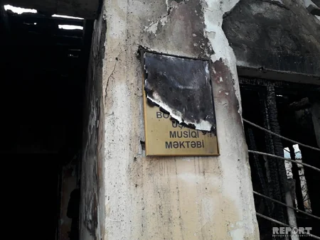 Ağcabədidə musiqi məktəbinin binasında yanğın olub - VİDEO