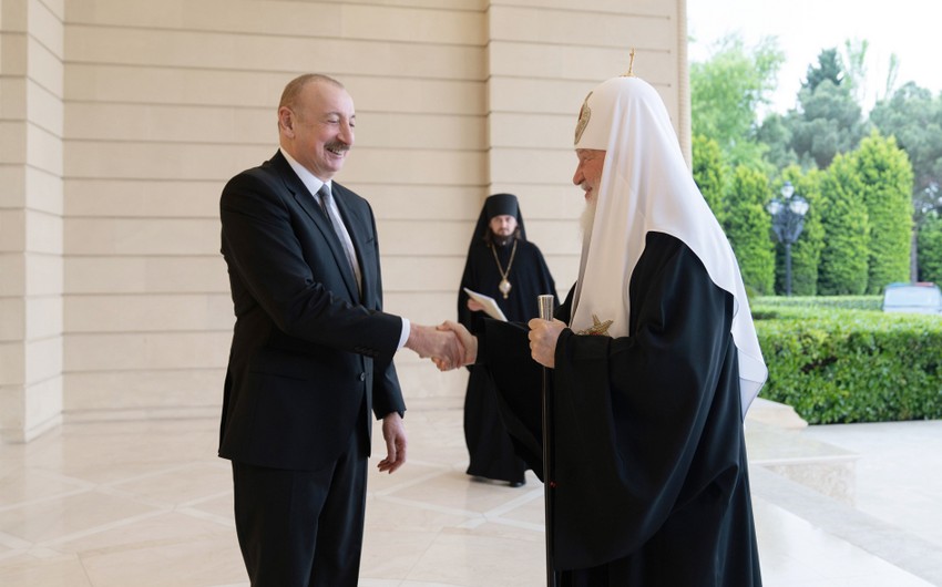 Prezident İlham Əliyev Moskvanın və Bütün Rusiyanın Patriarxı Kirill ilə görüşüb - YENİLƏNİB - 2