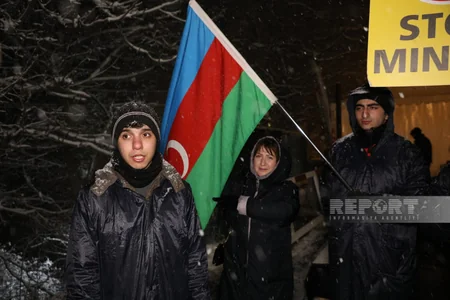 Xankəndi-Laçın yolunda aksiya: ekofəallar qar yağmasına baxmayaraq, etirazlarını davam etdirir