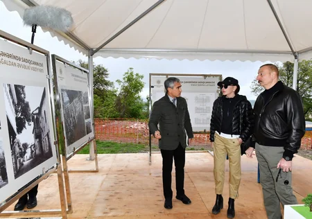 President and First Lady view restoration work to be carried out by Heydar Aliyev Foundation in Shusha