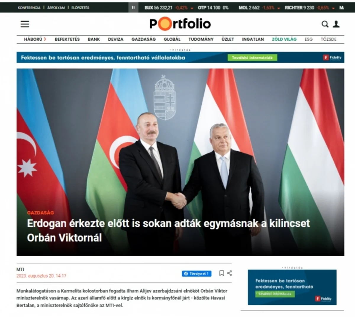 Prezident İlham Əliyevin Budapeştə səfəri Macarıstan KİV-lərində geniş işıqlandırılıb