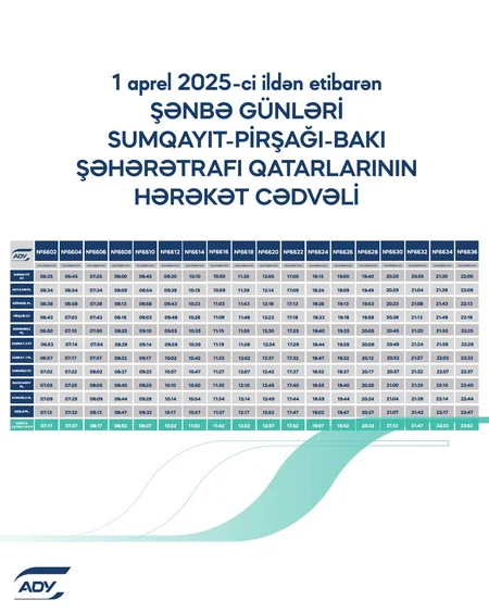 ADY Abşeron dairəvi dəmiryol marşrutu üzrə qatarların yeni qrafikini təqdim edib