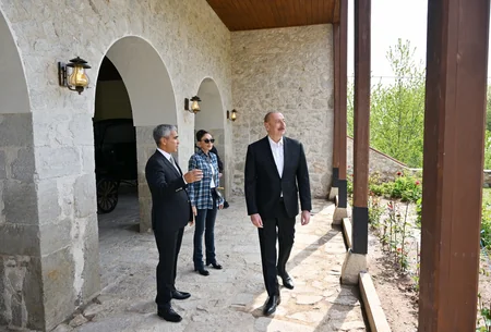 Ilham Aliyev and Mehriban Aliyeva participate in opening of Mehmandarovs' Estate Complex in Shusha