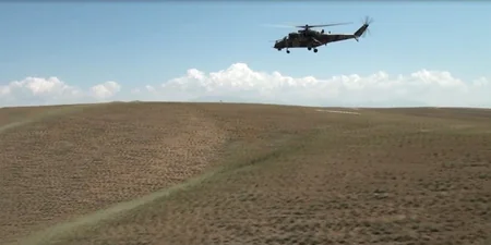 Training flights held in aviation military unit of Separate Combined-Arms Army