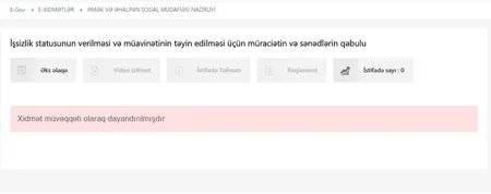 ​Əmək və Əhalinin Sosial Müdafiəsi Nazirliyinin elektron xidmətlərinin əksəriyyəti fəaliyyətini dondurub