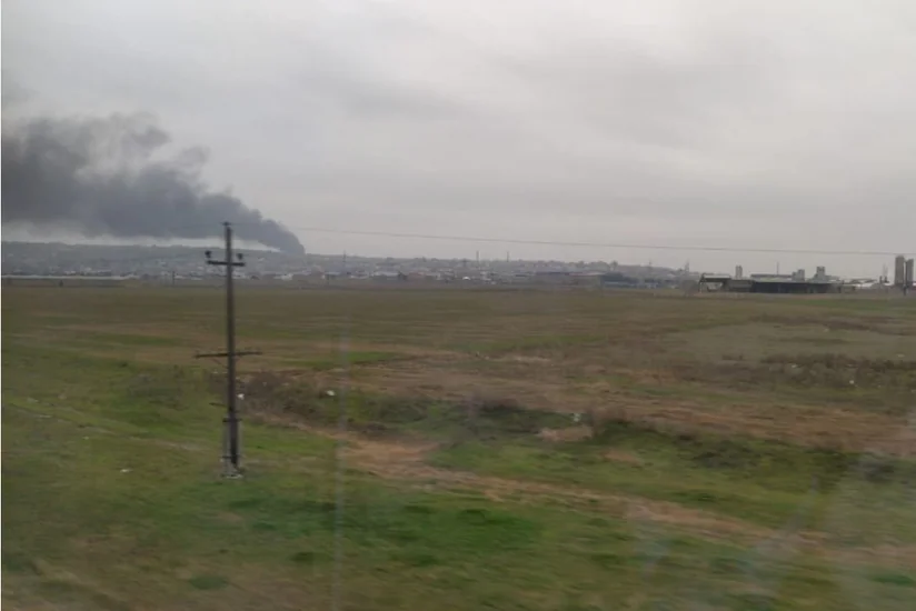 Сильный пожар в Абшероне