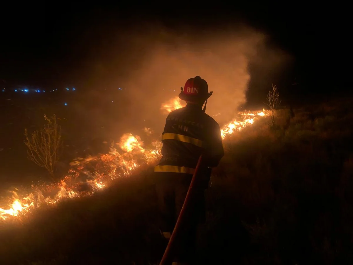 Masazırda açıq ərazidə yanğın söndürülüb - YENİLƏNİB