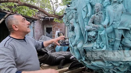 Azerbaijani sculptor creating under 'rocket rain' in Ukraine's Kharkiv - PHOTOS