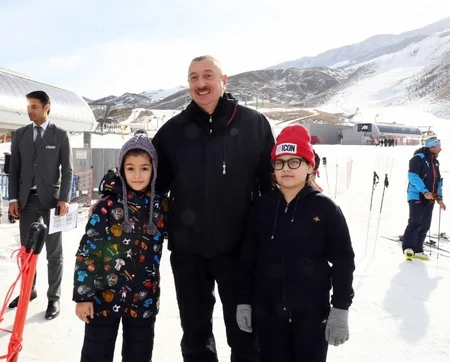 President Ilham Aliyev and first lady Mehriban Aliyeva viewed work done at Shahdag Tourism Center