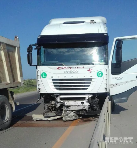В Геранбое потерпела аварию принадлежащая Грузии грузовая машина - ФОТО