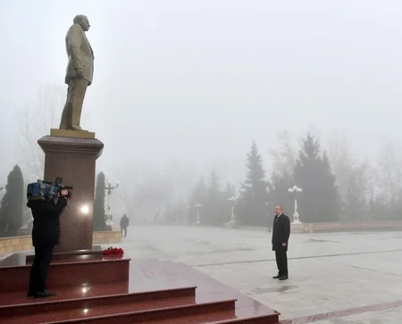 Президент Ильхам Алиев находится с визитом в Шамахе