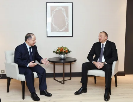İlham Əliyev İraq Kürdüstan Regional hökumətinin başçısı ilə görüşüb