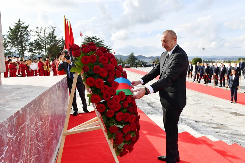 Ilham Aliyev visits Mother Albania monument in Tirana