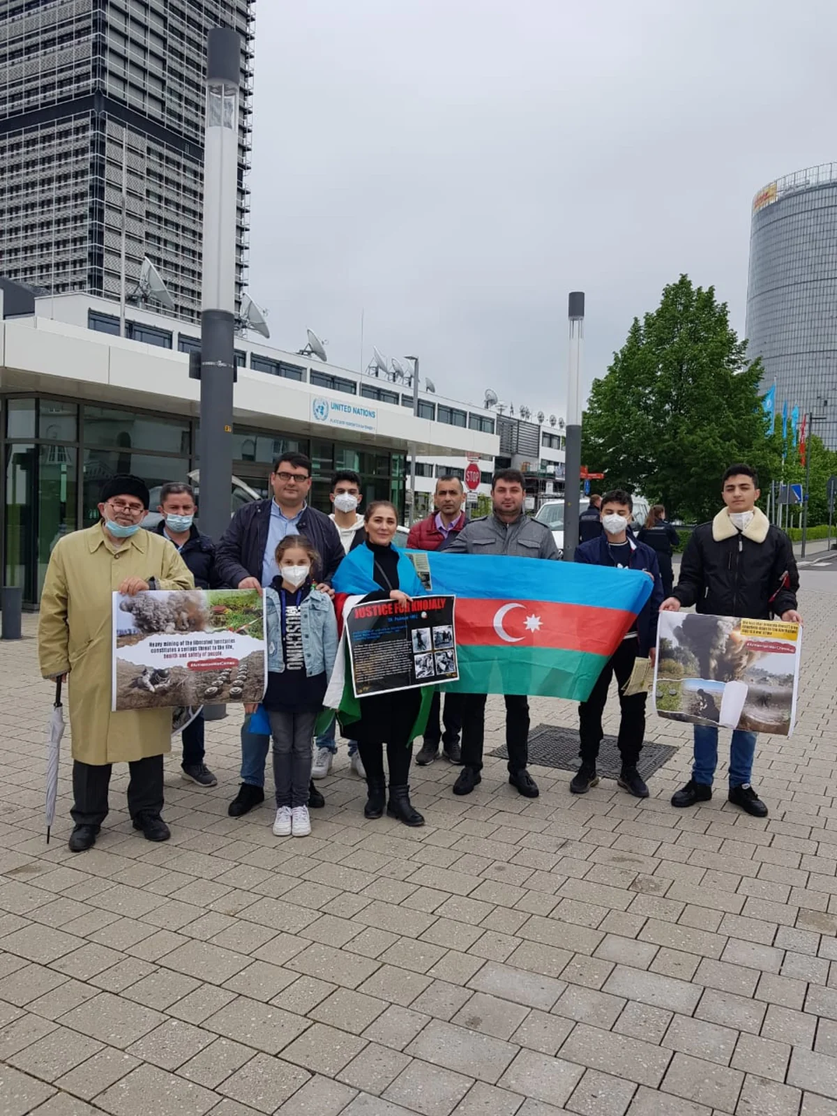 Azerbaijanis living in Germany stage protest before UN headquarters