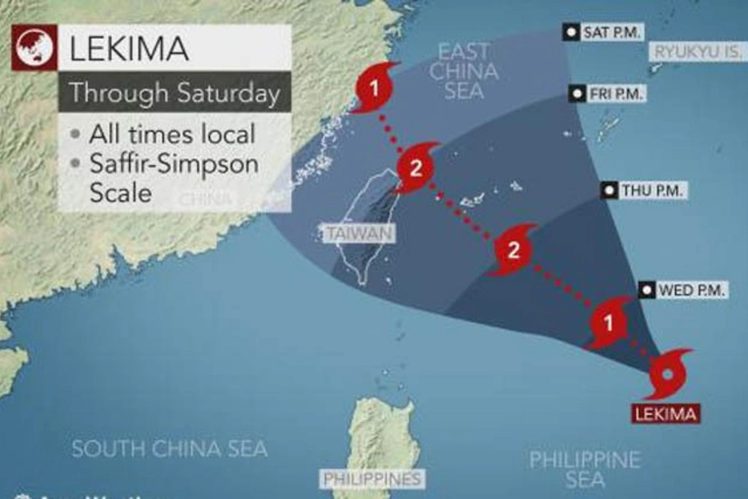 К восточному побережью Китая приближается тайфун Лекима