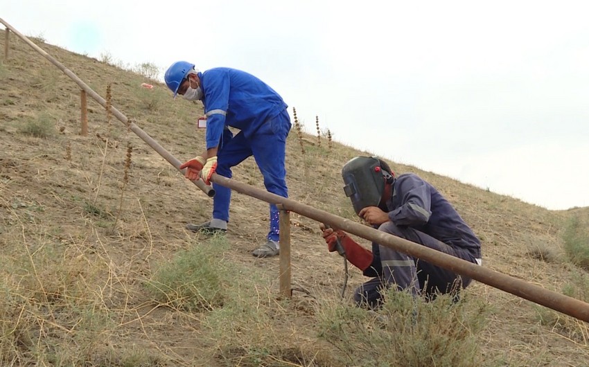 Tovuzun Ağdam kəndində müharibə veteranlarının evlərinə qaz çəkilir