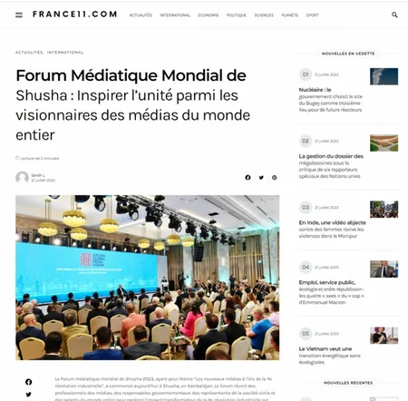 Prezident İlham Əliyevin Şuşa Qlobal Media Forumundakı çıxışı dünya mediasının diqqət mərkəzindədir