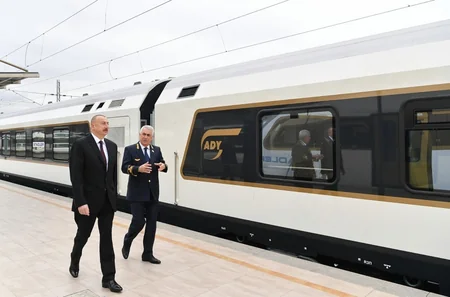 President Ilham Aliyev viewed passenger train to run on Baku-Tbilisi- Kars railway route