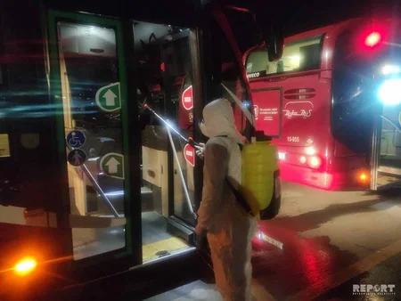 “Bakubus” avtobusları dezinfeksiya edilir - FOTO - VİDEO - YENİLƏNİB