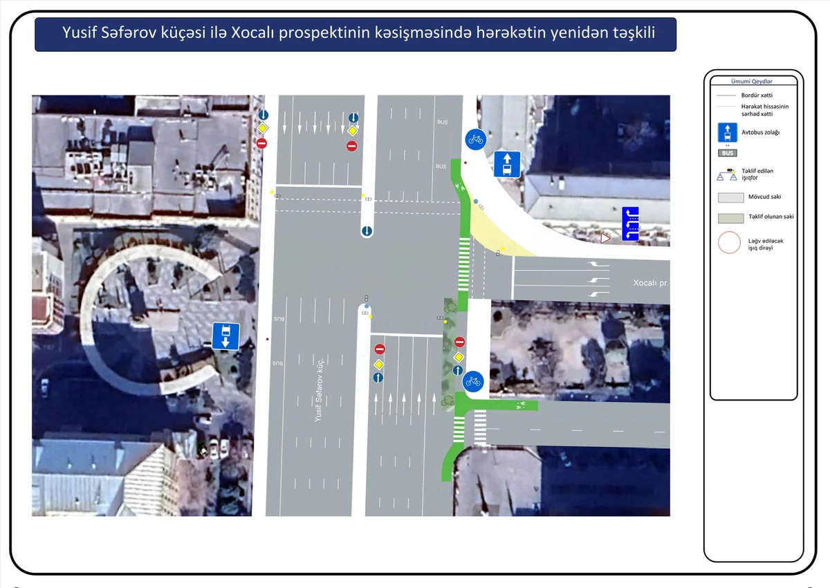 Bakının Xocalı prospekti istiqamətində yol hərəkəti yenidən təşkil edilir