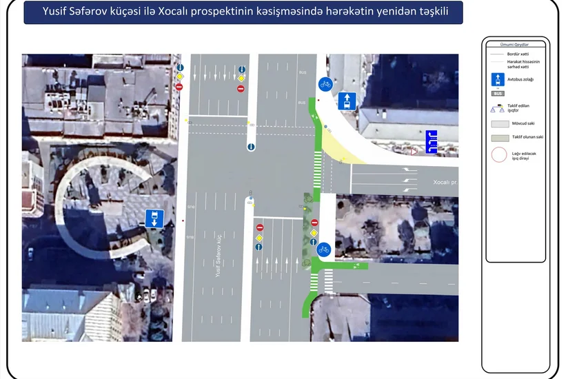 Bakının Xocalı prospekti istiqamətində yol hərəkəti yenidən təşkil edilir