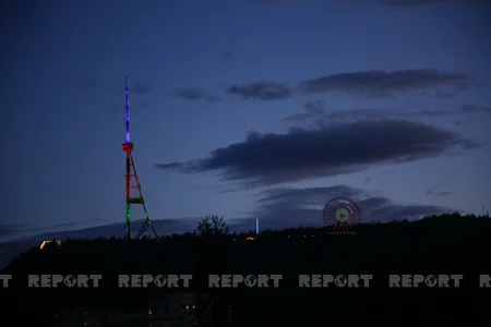 Tbilisi teleqülləsi Azərbaycan bayrağının rəngləri ilə işıqlandırılıb