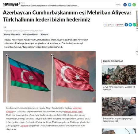 Türkiyə mətbuatı: Azərbaycan xalqı zəlzələdən zərər çəkənlər üçün səfərbər olub
