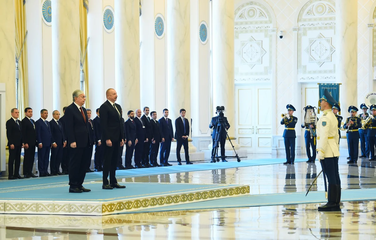 Astanada Prezident İlham Əliyevin rəsmi qarşılanma mərasimi olub - VİDEO - YENİLƏNİB