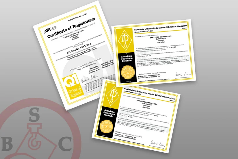 Baku Steel Company has successfully passed the certification of the American Petroleum Institute