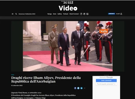 İlham Əliyevin İtaliyaya səfəri bu ölkənin mətbuatının diqqət mərkəzində olub