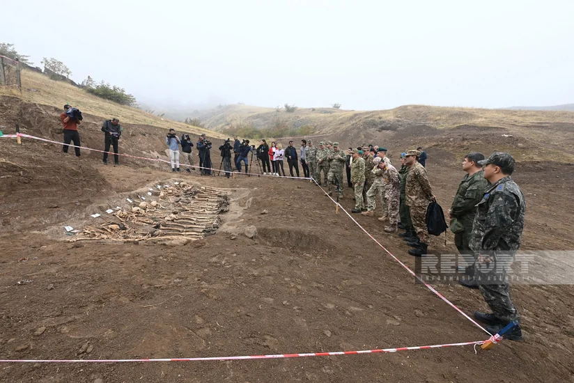 Military attachés accredited in Azerbaijan visit mass grave found in Edilli - UPDATED