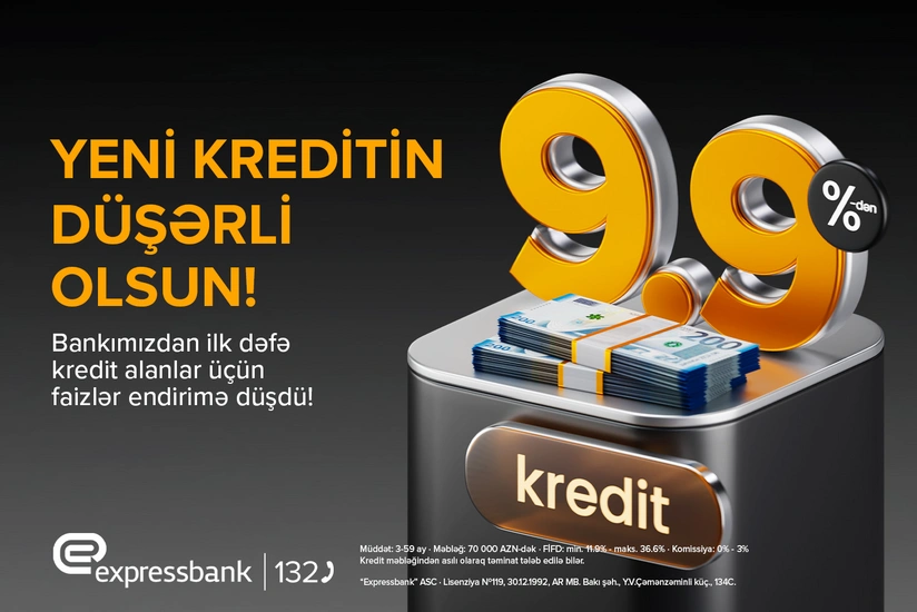 Bu bankda kredit faizləri endi! – illik 9,9 %-dən