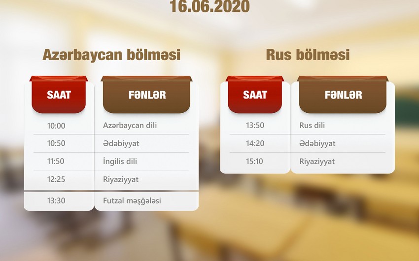 Sabahdan Abituriyentlər üçün dərs vaxtı başlayır