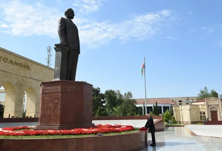 President Ilham Aliyev arrives in Shirvan city