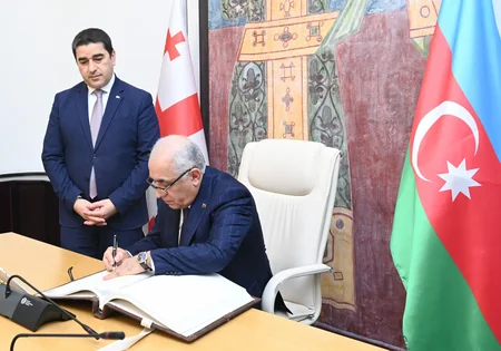 Azərbaycanın Baş naziri Tbilisidə Gürcüstan parlamentinin sədri ilə görüşüb