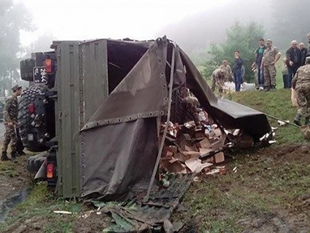 Four military trucks collide in Armenia