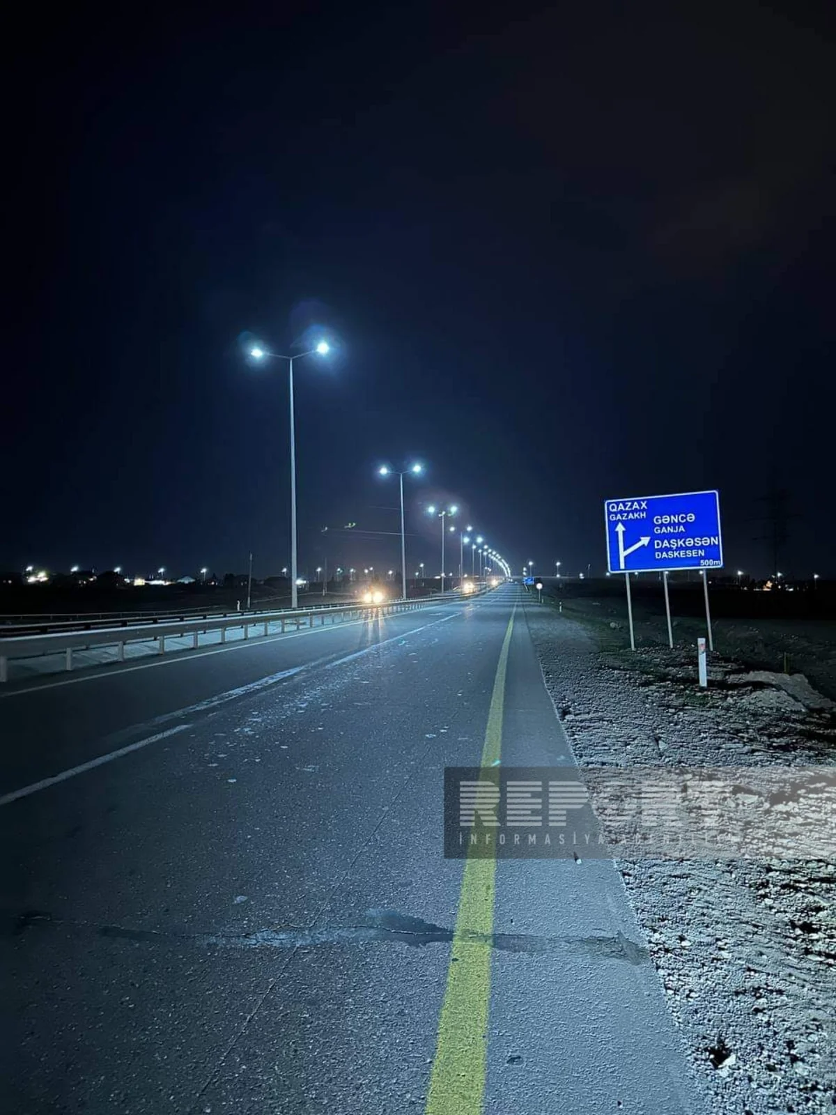 Göygöldə avtomobil yol qovşağı işıqlandırılıb