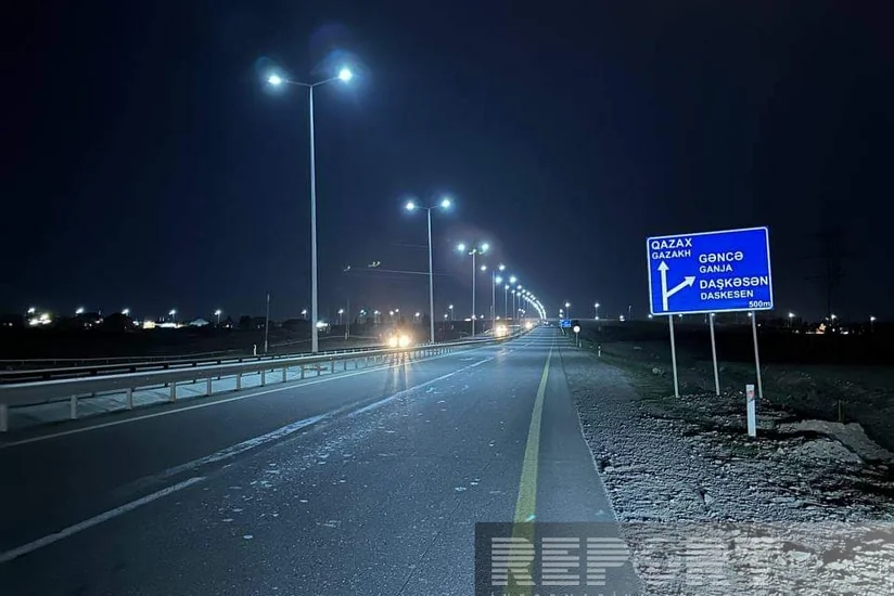 Göygöldə avtomobil yol qovşağı işıqlandırılıb