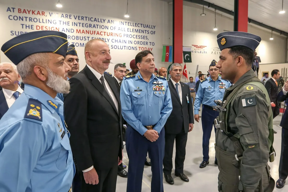 President Ilham Aliyev views military exhibition at Pakistan's National Aerospace Science and Technology Park