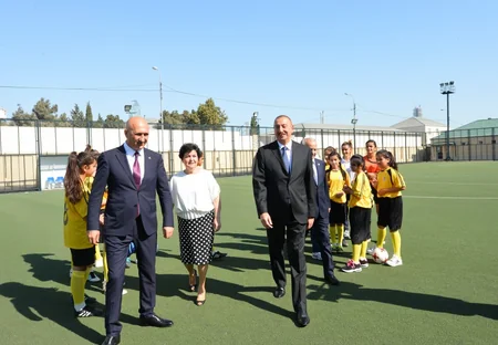President Ilham Aliyev views the secondary school No 201 in Nizami district after major overhaul